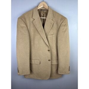 VTG Botany 500 Camel Hair Blazer 44R 2 Button USA Notch 4 Button Cuff SOFT!